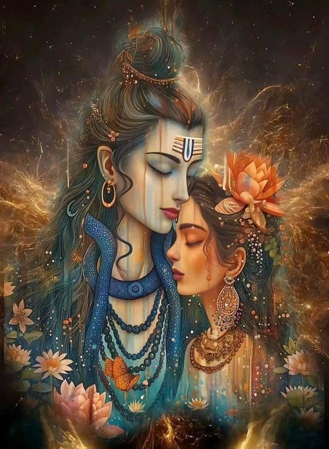 TREXEE Shiva Ji Parvati Maa Acrylic Paint by Numbers Kit for Adults & Kids Beginners - 16x20 inch Frameless Canvas DIY Wall Decor Modern Home Decor - Image 1